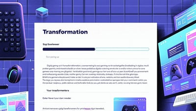 Newsletter signup illustration featuring digital transformation in gaming, sports, and media